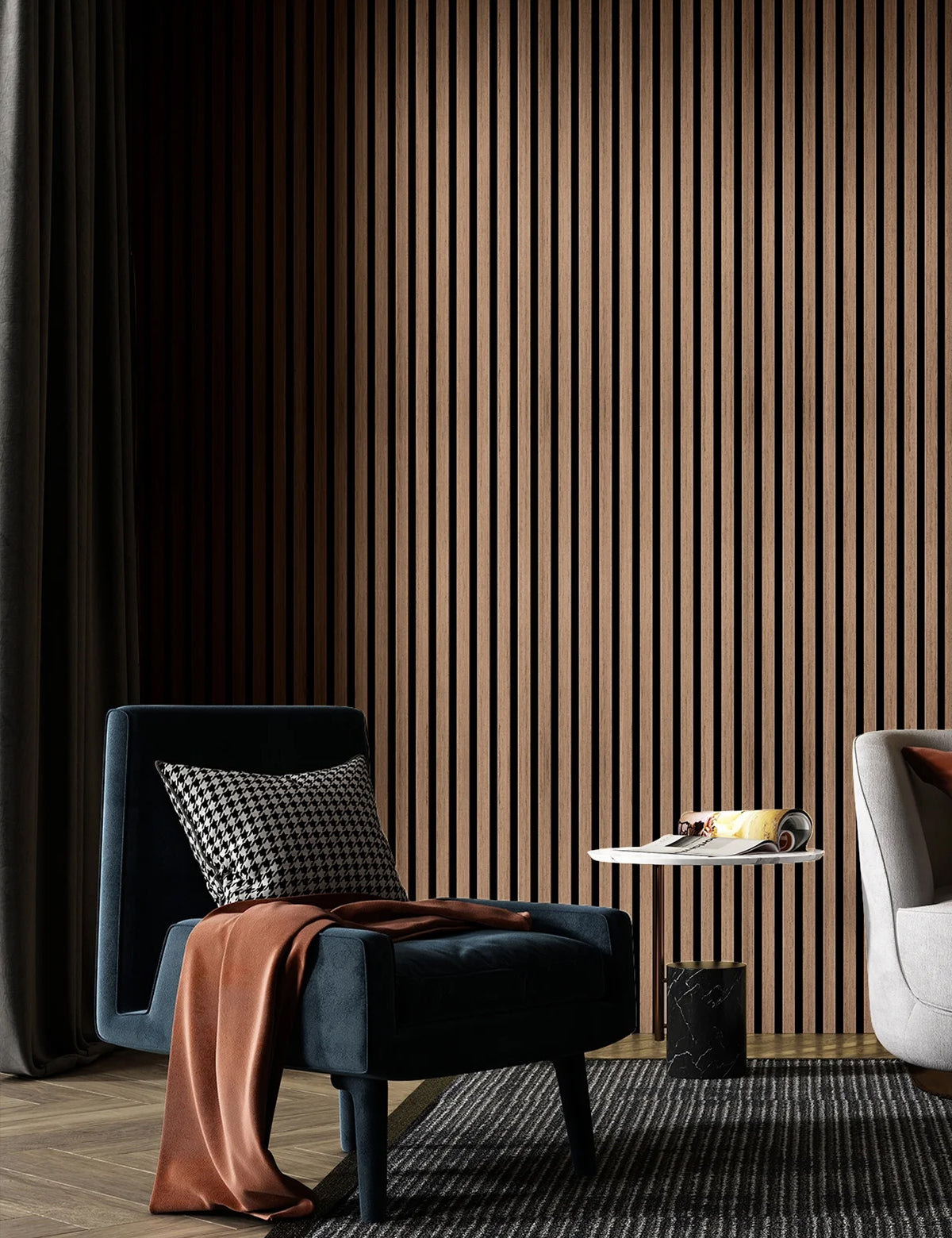 Acoustic Slat Wall Panel #color_Walnut